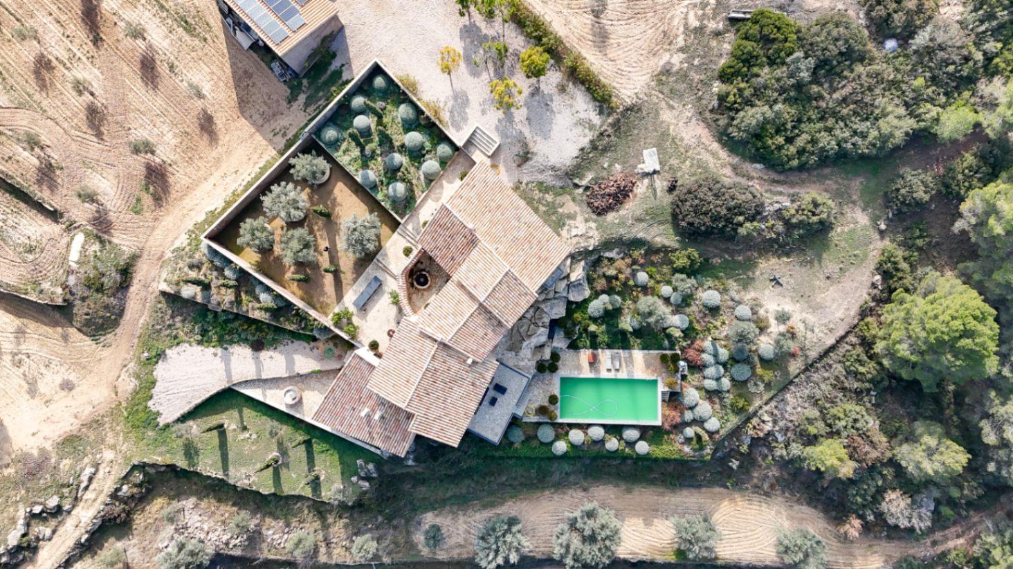 Impressive designer farmhouse with large pool